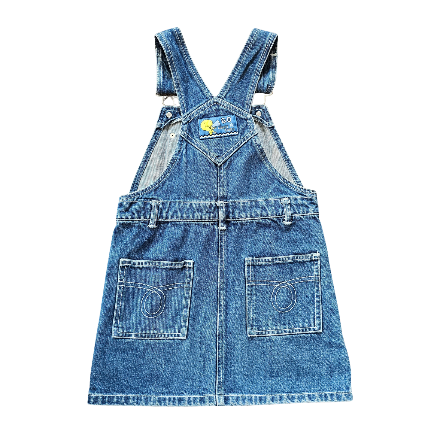 Vtg Looney Tunes Tweety Team Looney Denim Pinny Dress (sz 6) (1997)