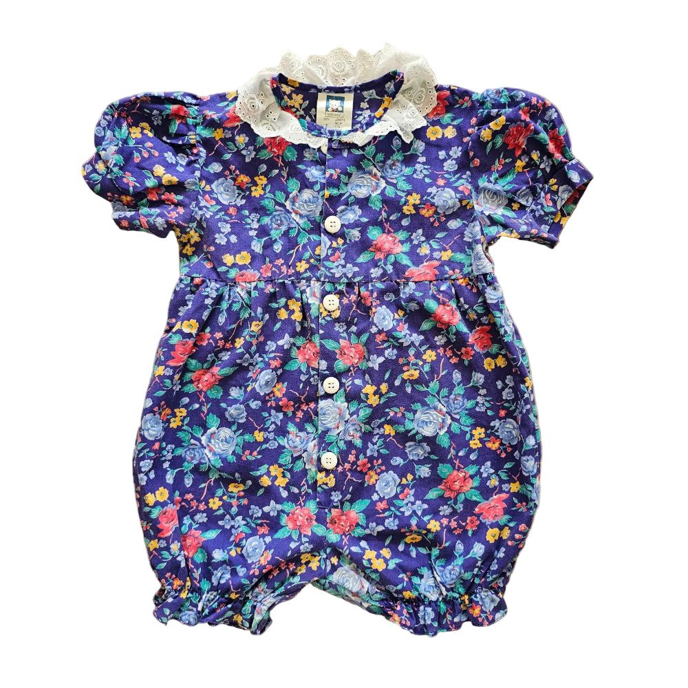 Vtg Teeny Weeny (NZ) Purple Floral Dress (Sz 1) (~90s)