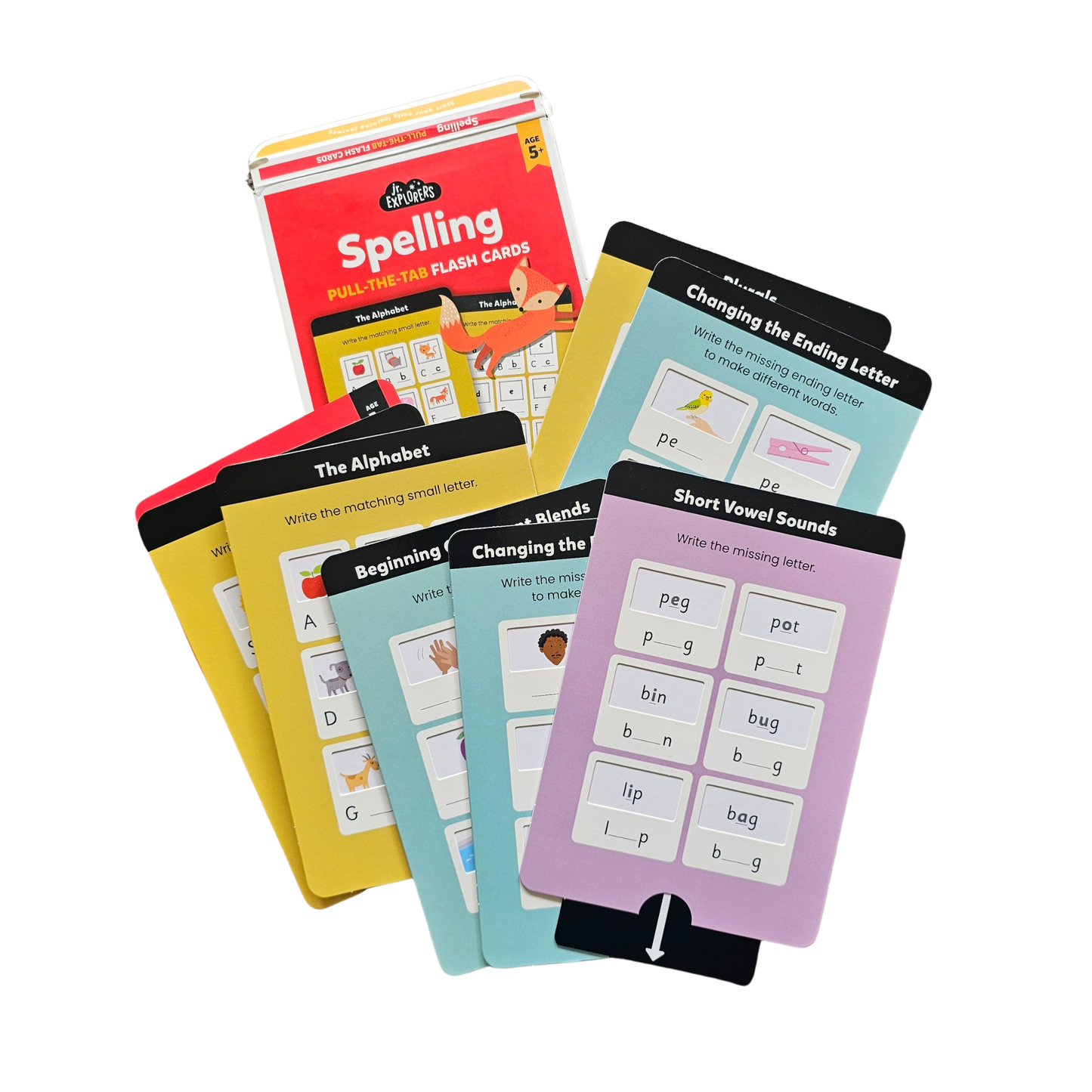 Jr. Explorers Spelling Pull-The Tab Flash Cards (2020)