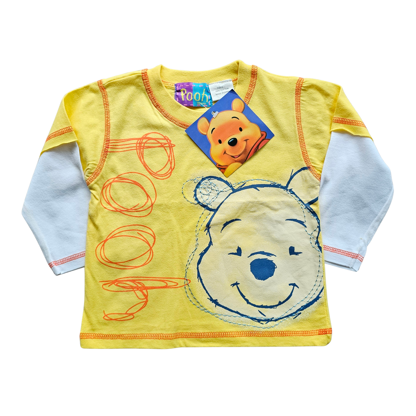 Disney Winnie-the-Pooh Yellow Long Sleeve *NOS* (12-18m / Sz 1.5)