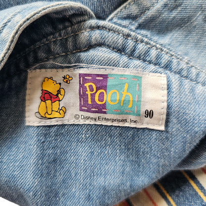 🔐 Vtg Winnie-the-Pooh Striped Pooh Shortalls (sz 2 / JP 90)