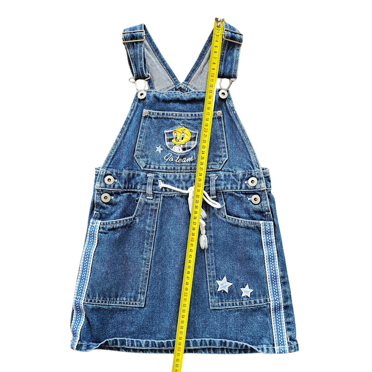 Vtg Looney Tunes Tweety Team Looney Denim Pinny Dress (sz 6) (1997)