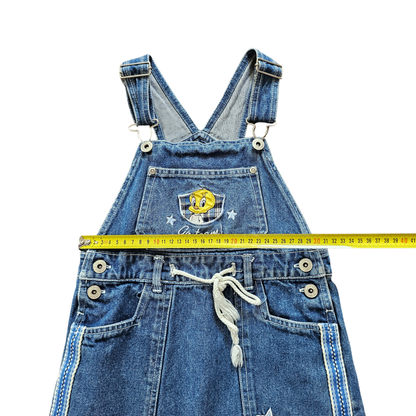 Vtg Looney Tunes Tweety Team Looney Denim Pinny Dress (sz 6) (1997)