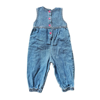 Vtg Disney Babies Minnie Mouse & Mickey Denim Romper (sz 2)