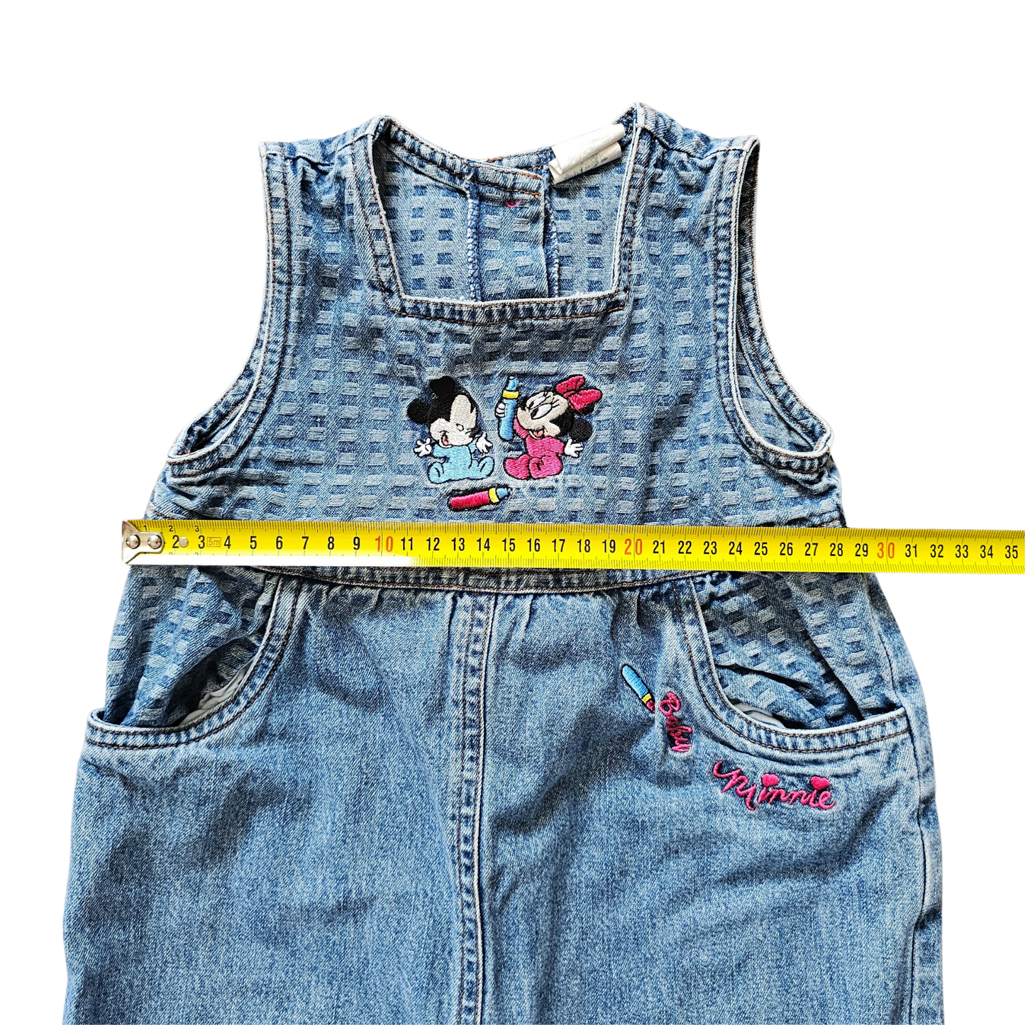 Vtg Disney Babies Minnie Mouse & Mickey Denim Romper (sz 2)