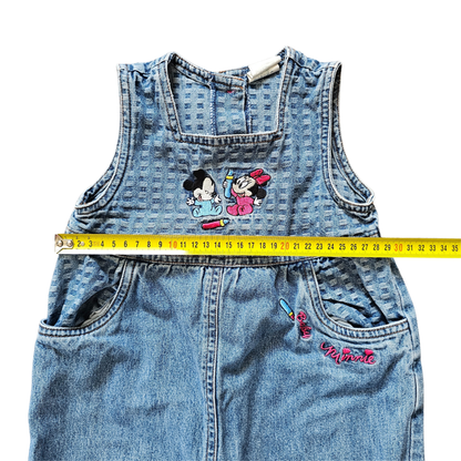 Vtg Disney Babies Minnie Mouse & Mickey Denim Romper (sz 2)