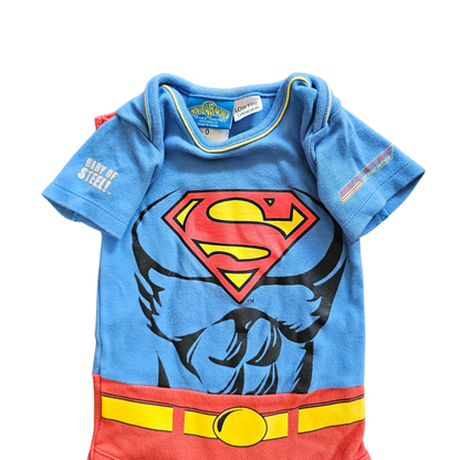 DC Comics Superman Bodysuit w/ Removable Cape (Sz00 / 3-6m)