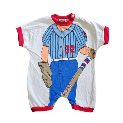 Vtg Body Character Romper Baseball Player (Sz0 / 12m)