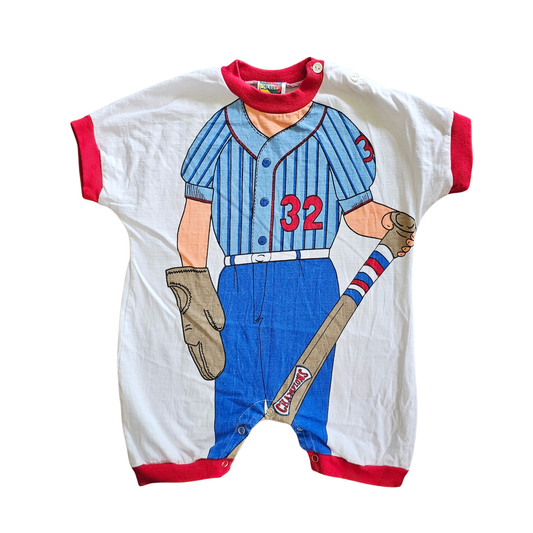 Vtg Body Character Romper Baseball Player (Sz0 / 12m)