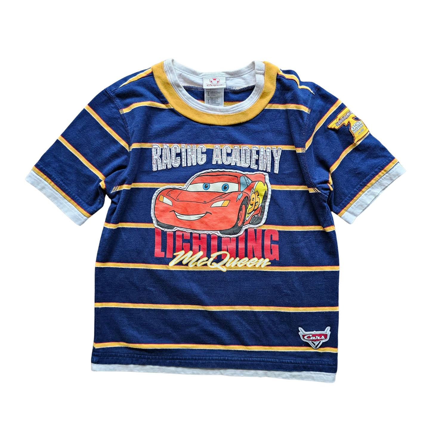 Disney Pixar Cars Blue Striped Racing Academy Tee (Sz 8)