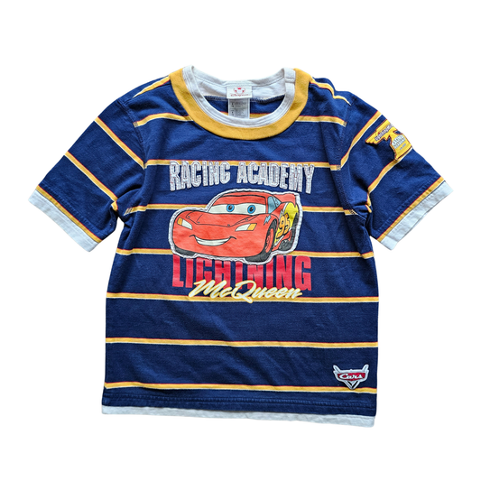 Disney Pixar Cars Blue Striped Racing Academy Tee (Sz 8)