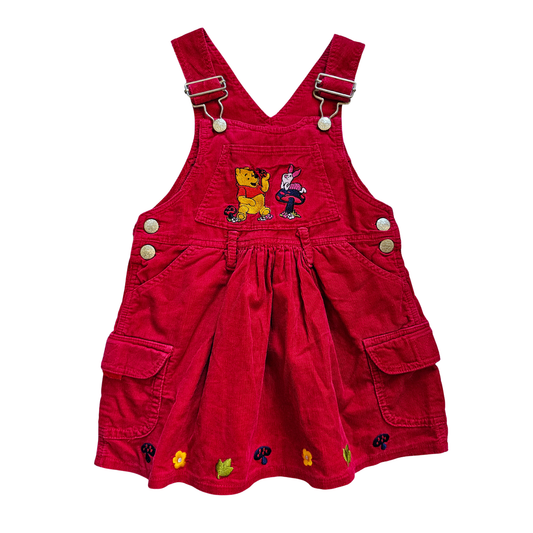 🔐 Vtg Winnie-the-Pooh 100 Acre Red Courduroy Dress (sz 18-24m)