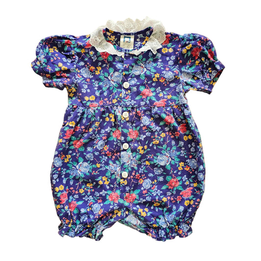 Vtg Teeny Weeny (NZ) Purple Floral Dress (Sz 1) (~90s)
