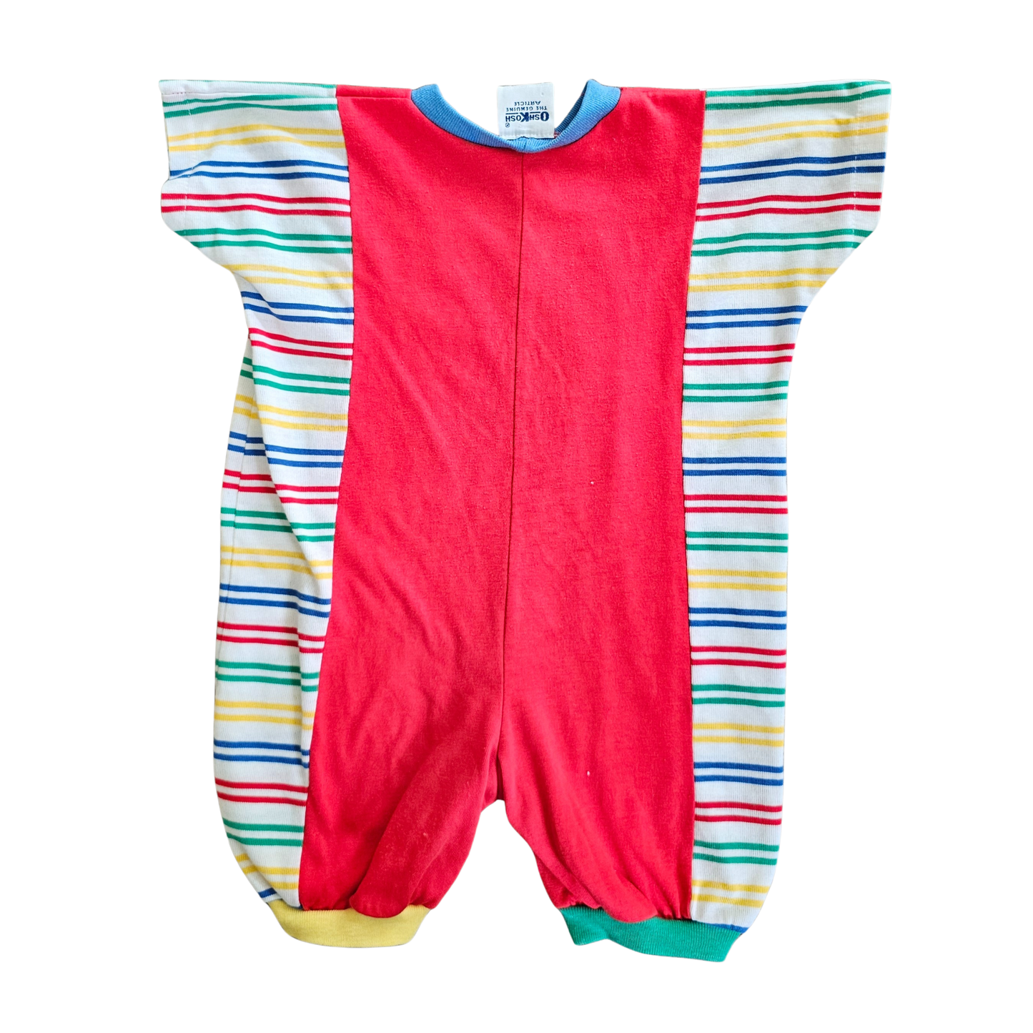 🔐 Vtg Oshkosh Colourblock Romper Made In U.S.A (Sz 1.5 / 18m) (~90s)