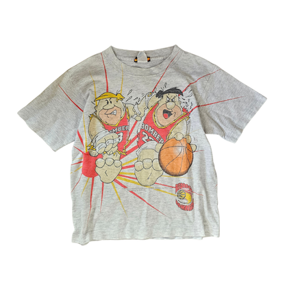 🔐 Vtg Hanna-Barbera Flintstones Fred and Barney Bedrock Bombers AOP (90s) (Sz 6/7)
