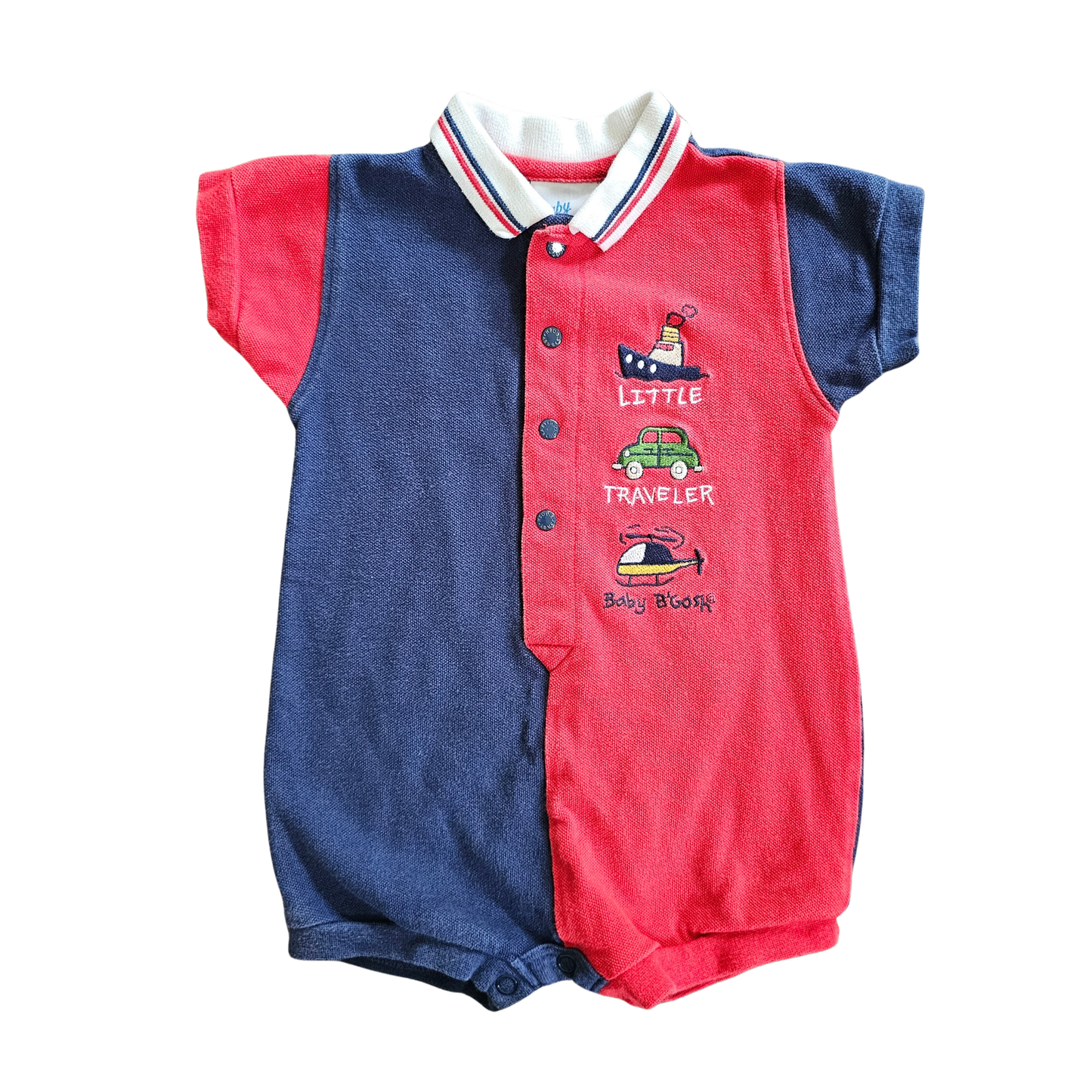 Vtg Oshkosh Baby B'gosh Little Traveler Romper (Sz00 / 6m) (~90/00s)