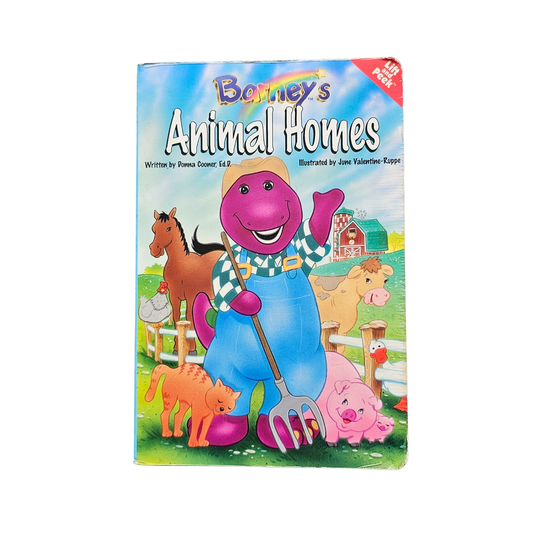 Vtg Barney's Animal Homes Lift and Peek (1998)