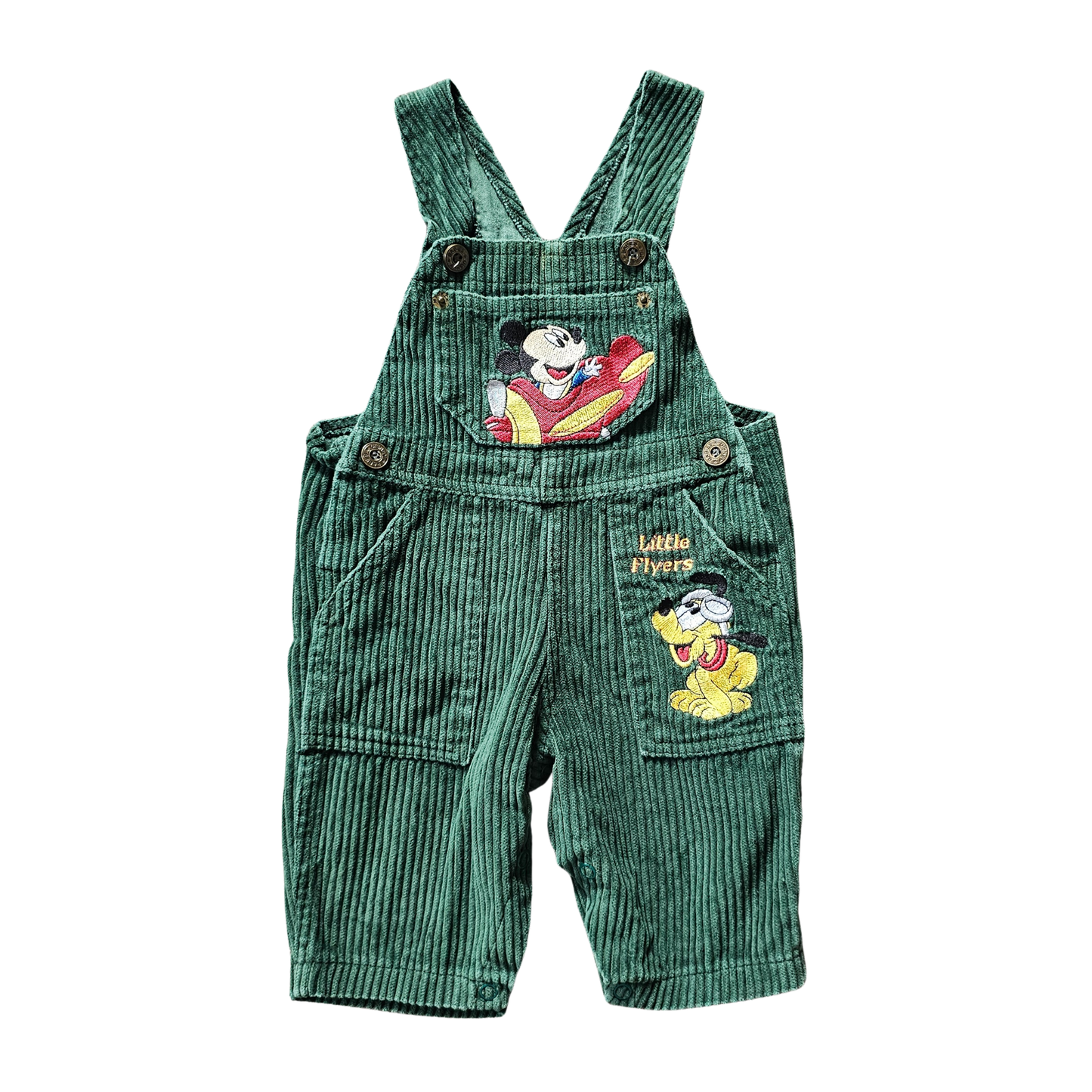 Disney Babies Mickey Aviation Green Corduroy Overalls (sz 3-6m maybe 9m)